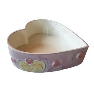Vintage Pereiras Heart Shaped Ceramic Candy Trinket Dish Bowl Lavender Portugal